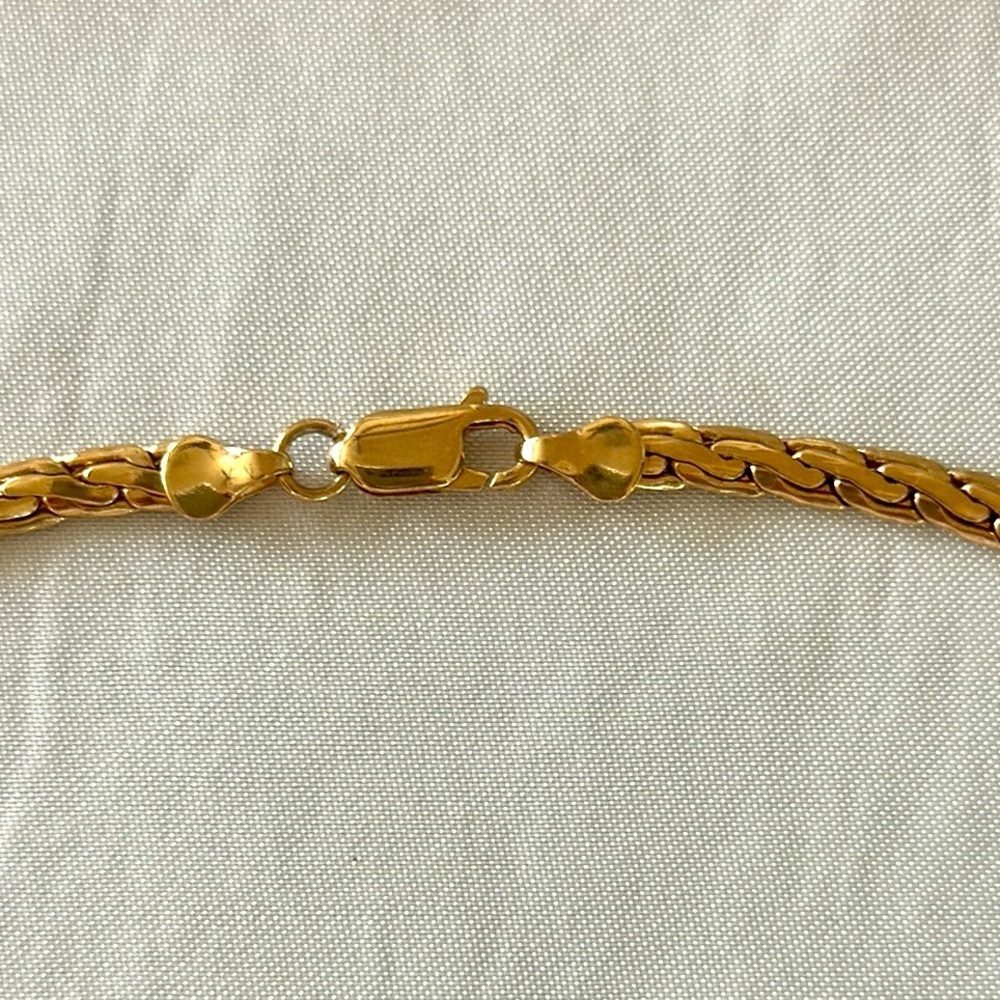 Vintage Gold Herringbone Chain Thicker .25” Width Necklace 21” Heavyweight - Picture 10 of 13
